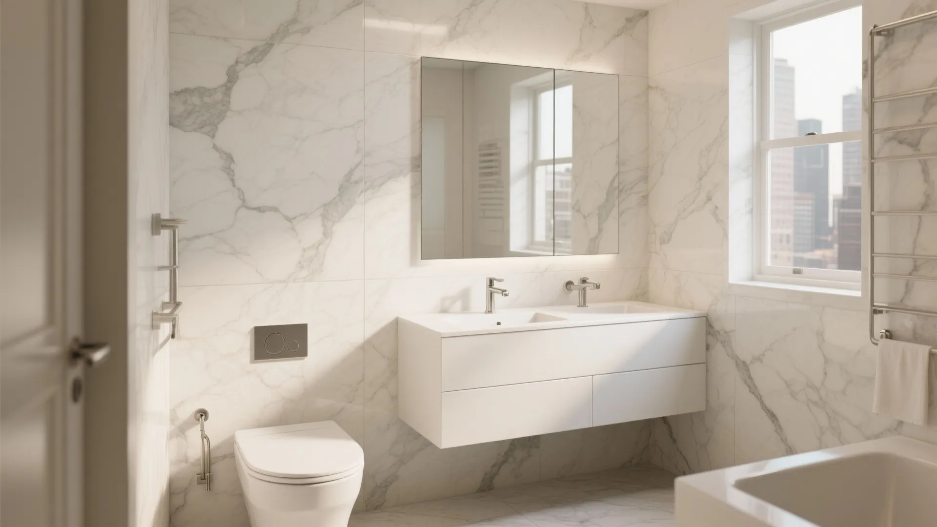 Large-Format Marble Walls for a Seamless Look