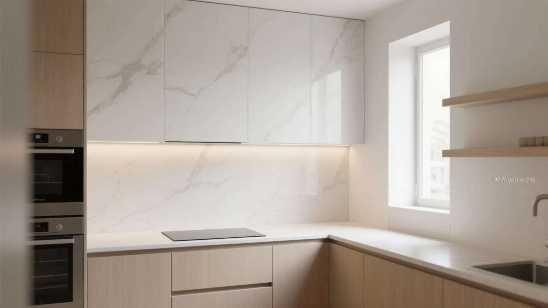 Idea 4: Large-format walls, fewer grout lines