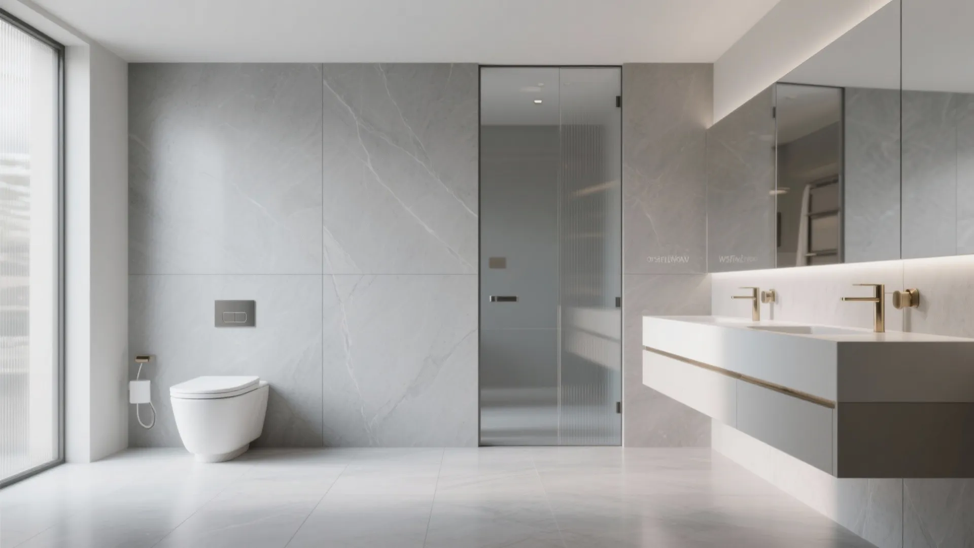 Large-Format Grey Porcelain for Seamless Walls and Floors
