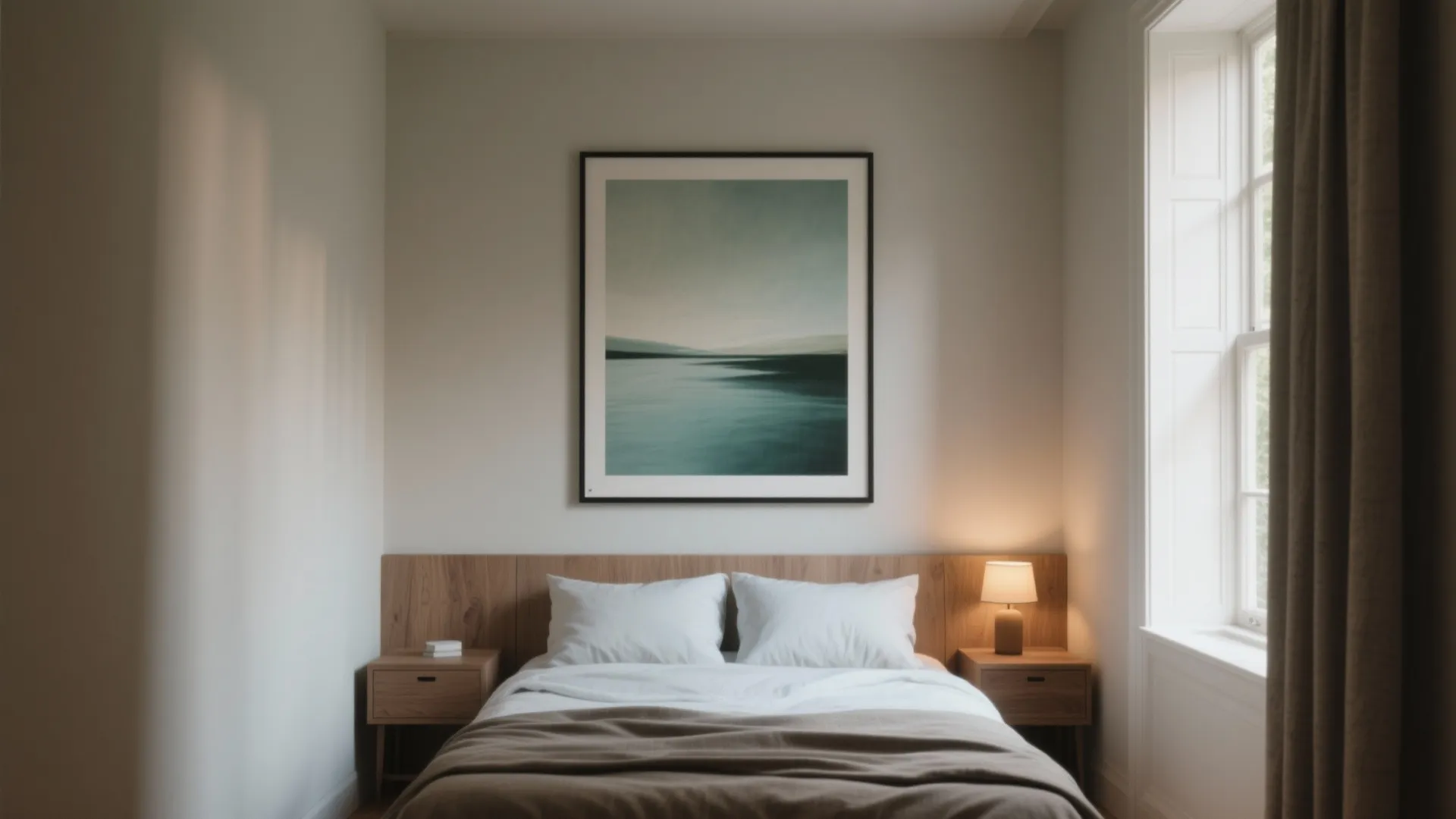 1. One Large Statement Piece Above the Bed