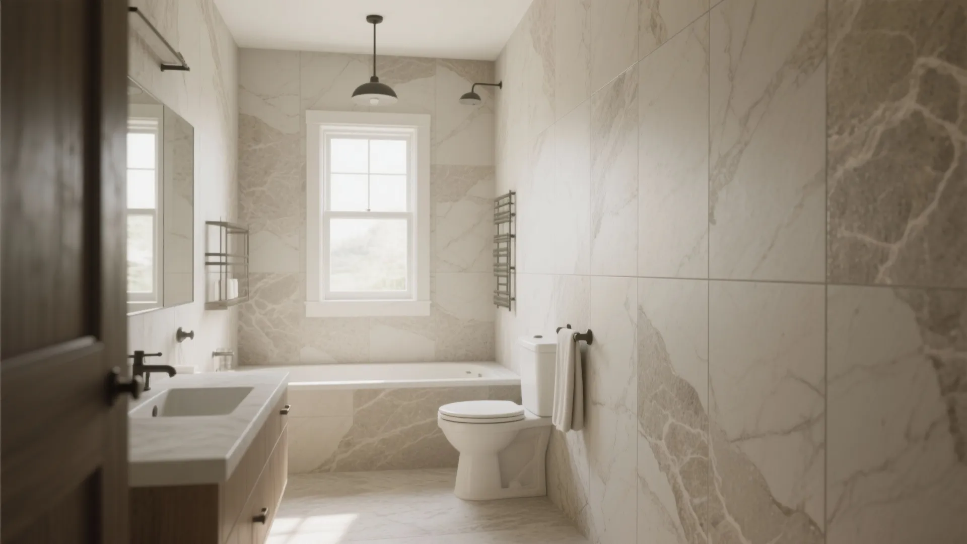 4. Large-format stone-look for a calm retreat