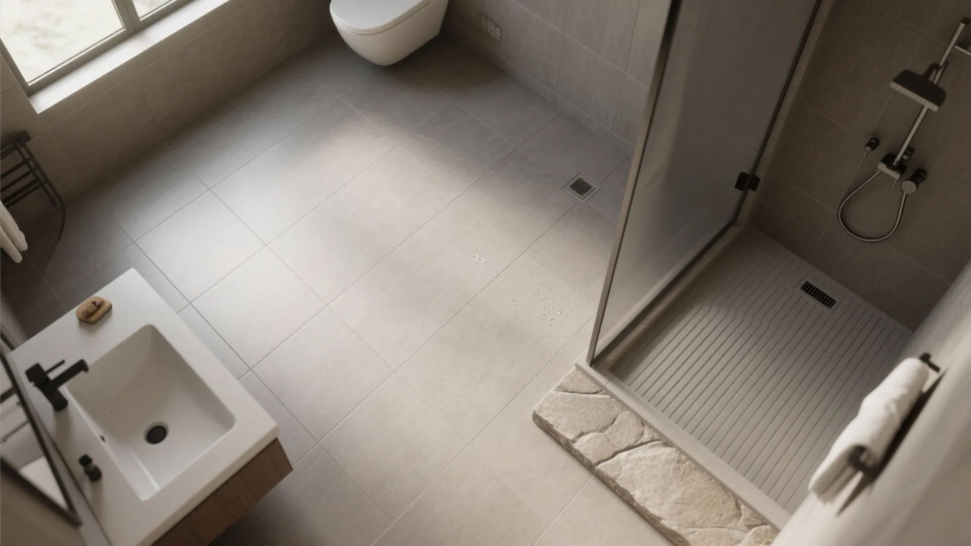 Large-Format Matte Tile + Smart Transitions