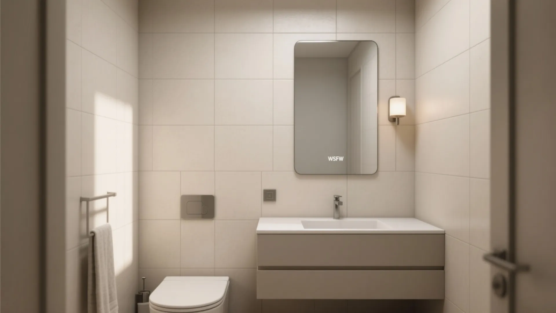 Large-format wall tiles for visual calm