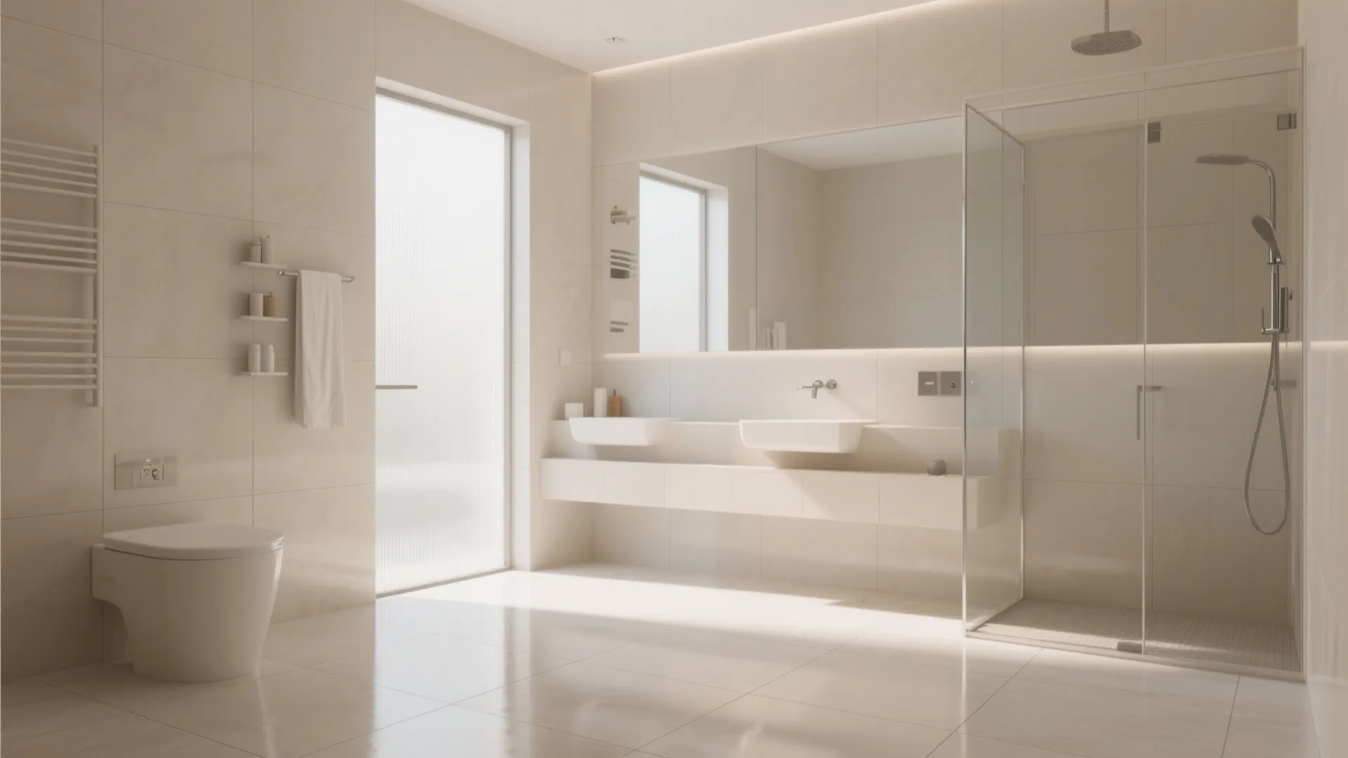 Large-format tiles to reduce grout lines