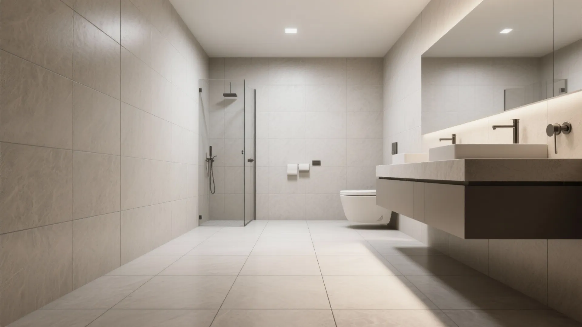 4. Use large-format tiles to make the room feel bigger