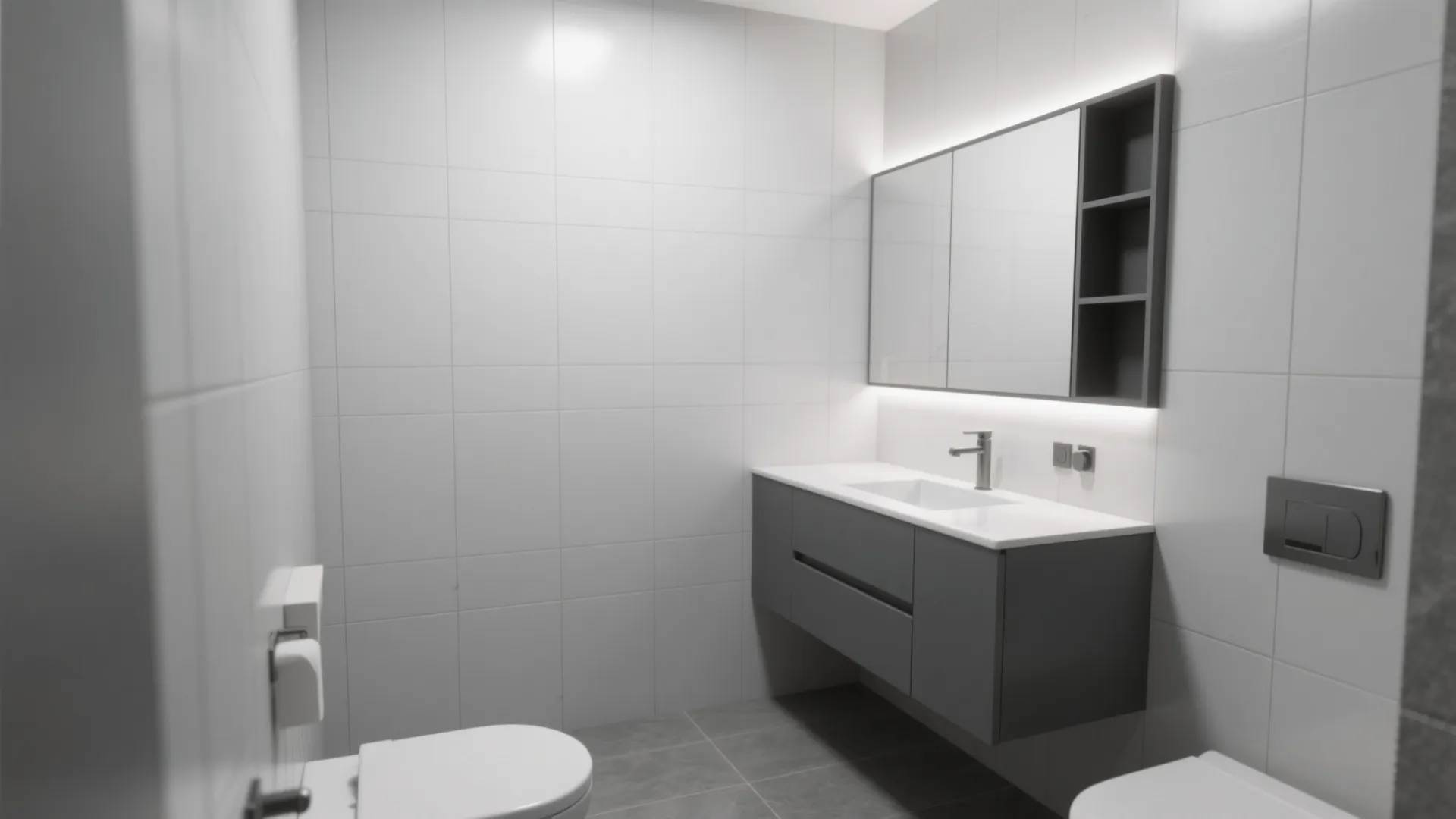 3. Use large-format tiles and light grout