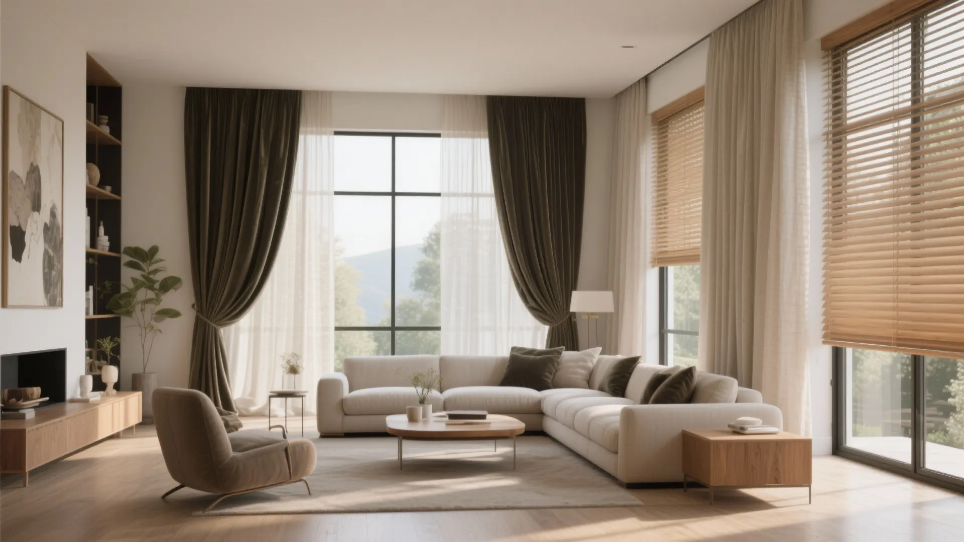 10 Living Room Large Window Treatment Ideas