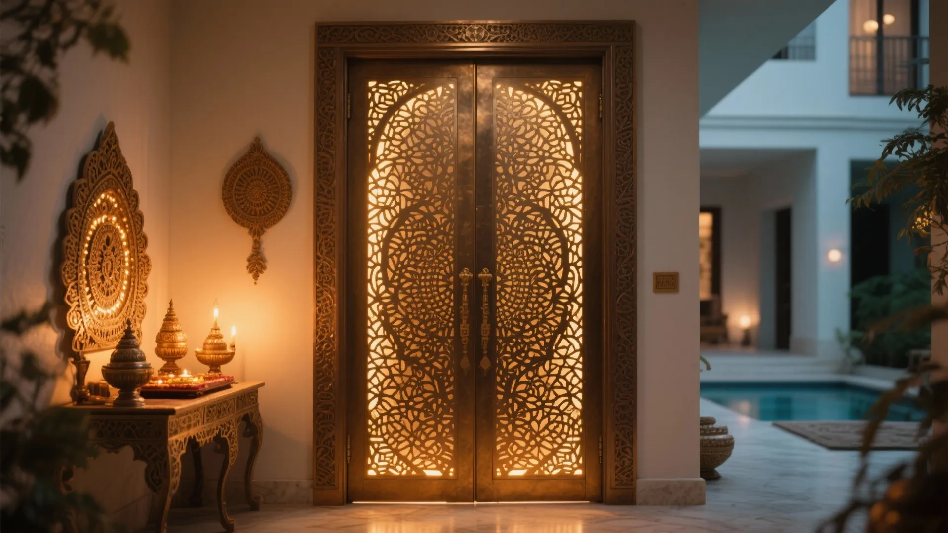 Laser-Cut Metal Doors with Backlit Panels