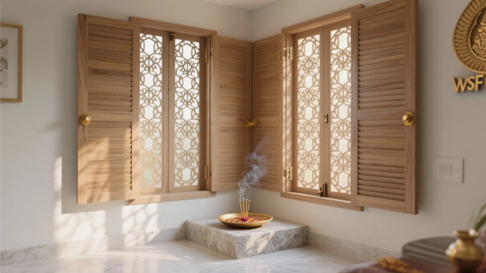 Laser-Cut Motifs on Plywood Shutters