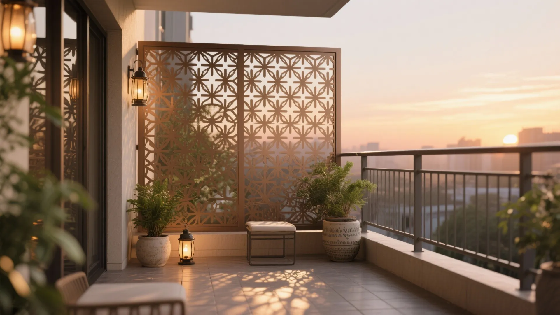 Laser-Cut Privacy Screen (Patterned Metal)