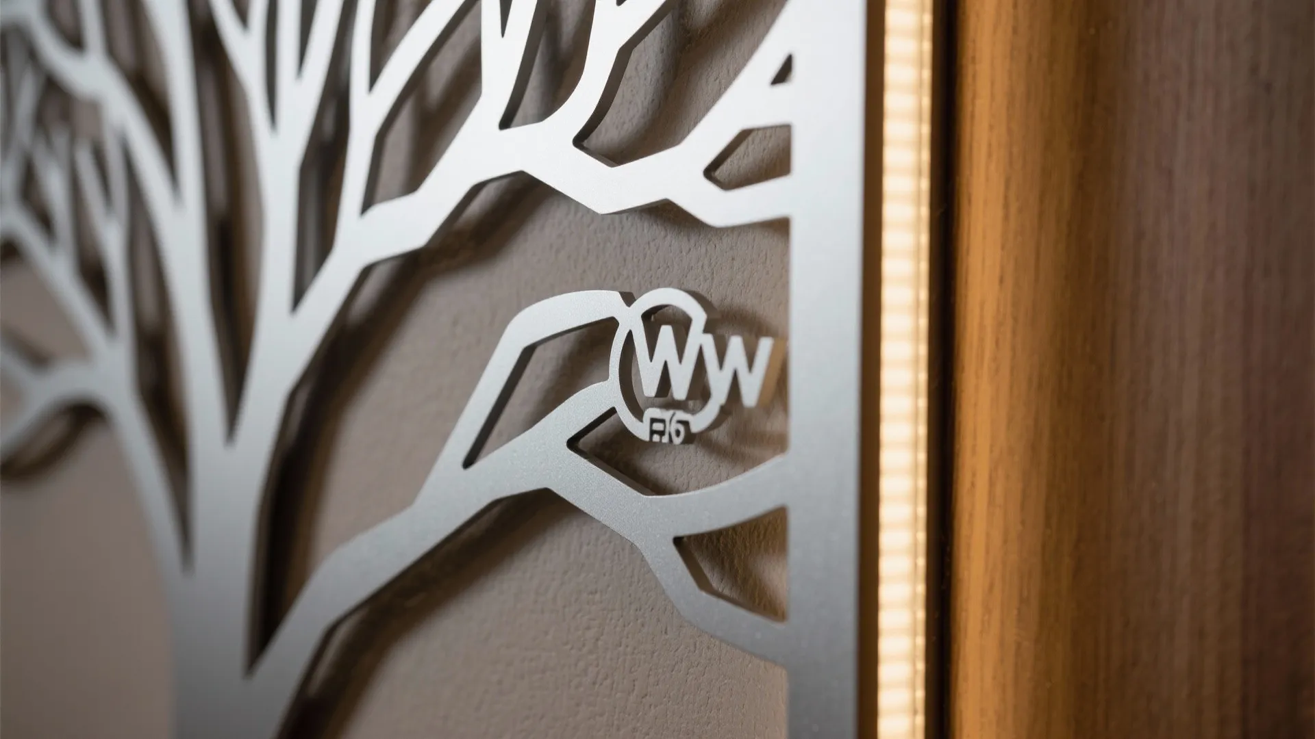 4) Laser-cut wood or metal tree panel as a focal screen