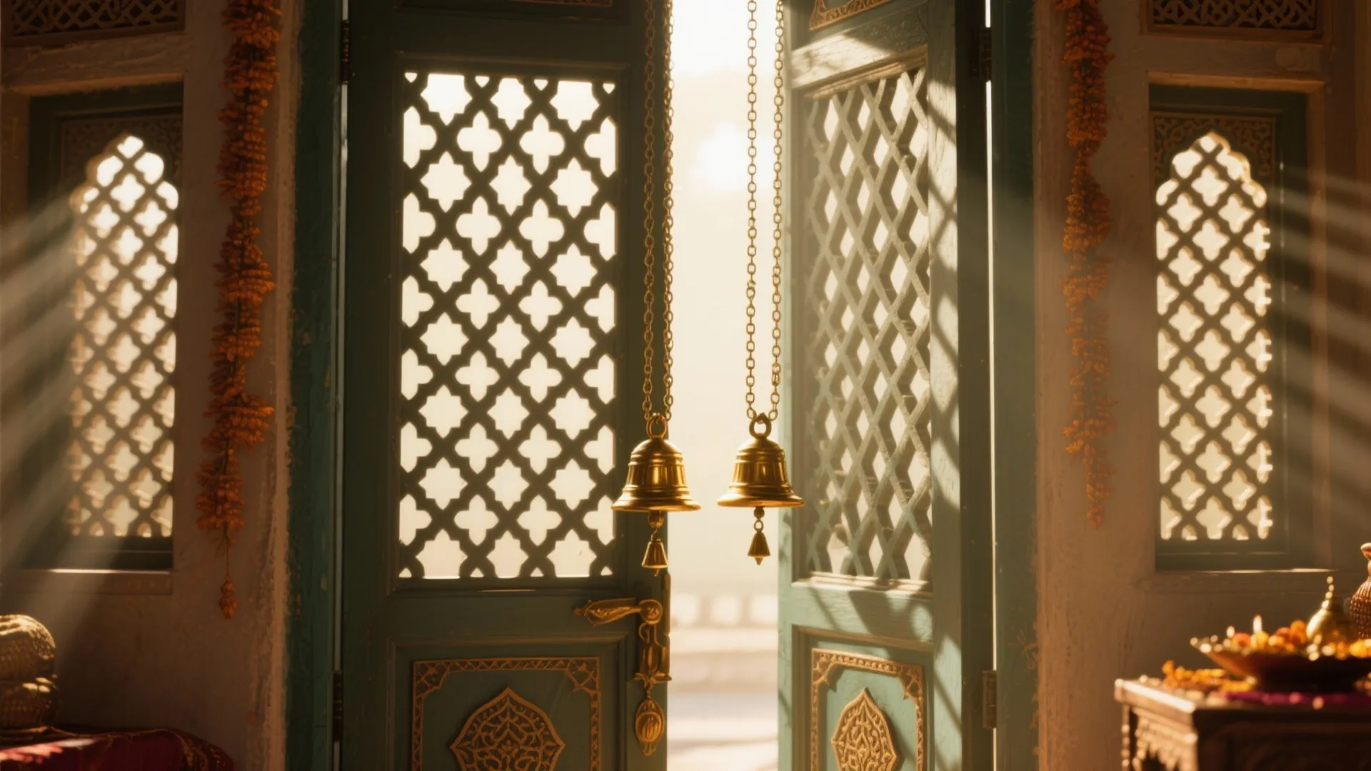 Traditional Lattice Doors with Bell Chains