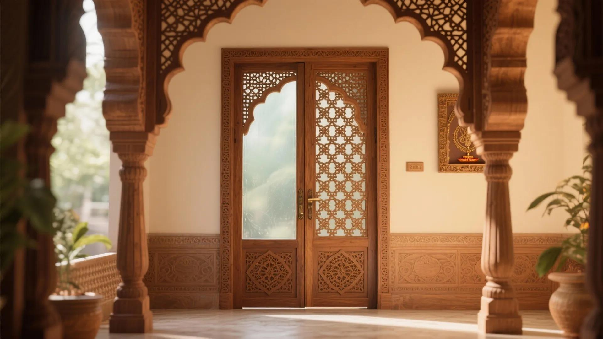 Wooden Lattice with Glass Backing