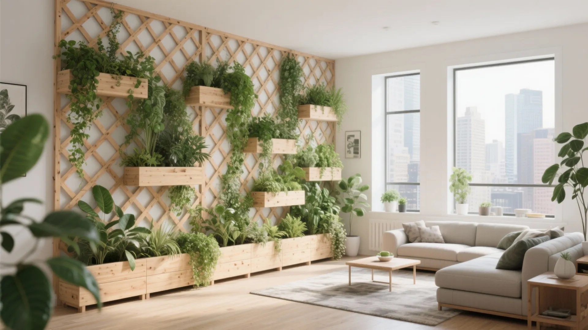 Wood Lattice with Planter Greenery