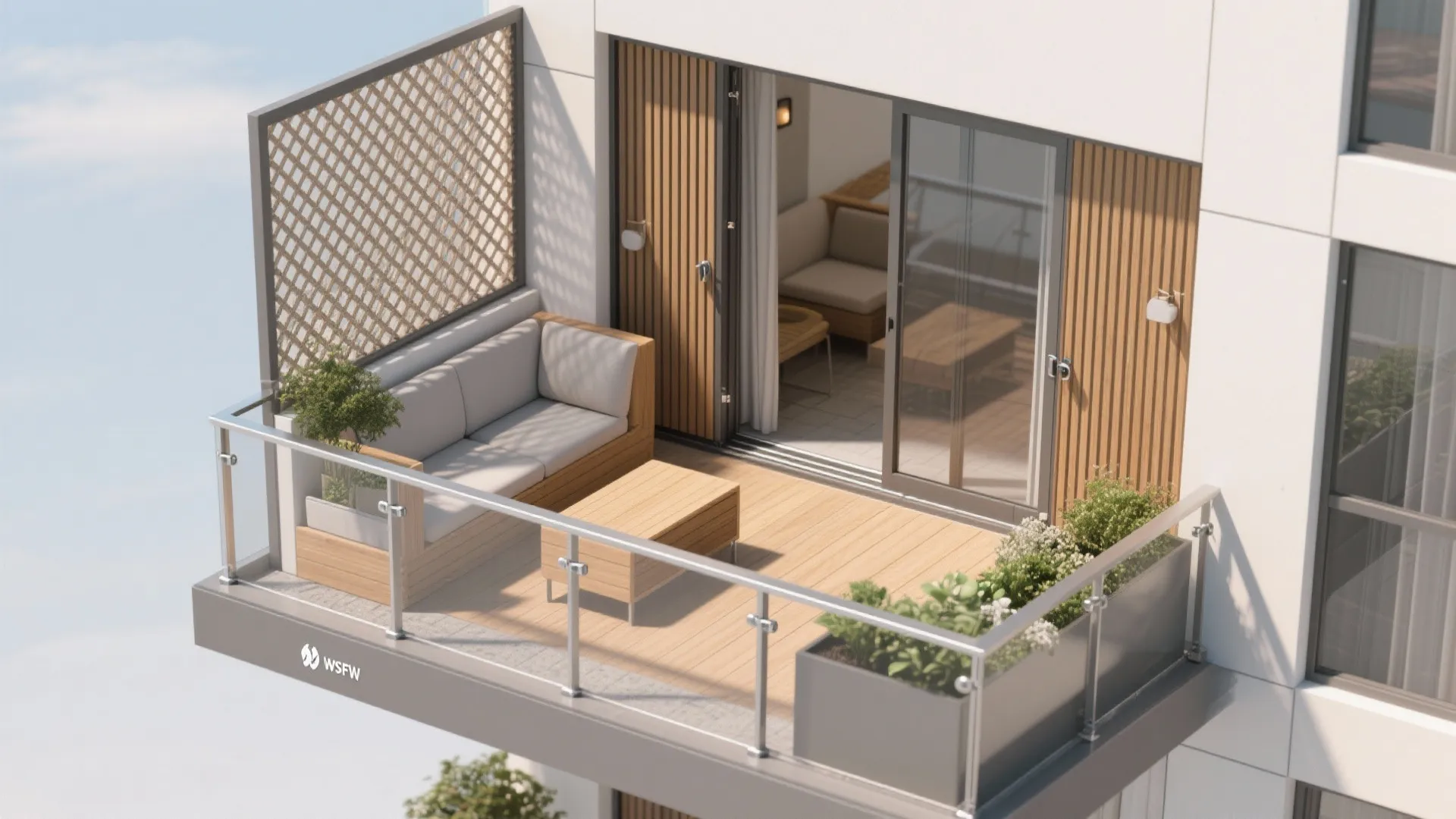 Hybrid privacy lattice with sliding panels