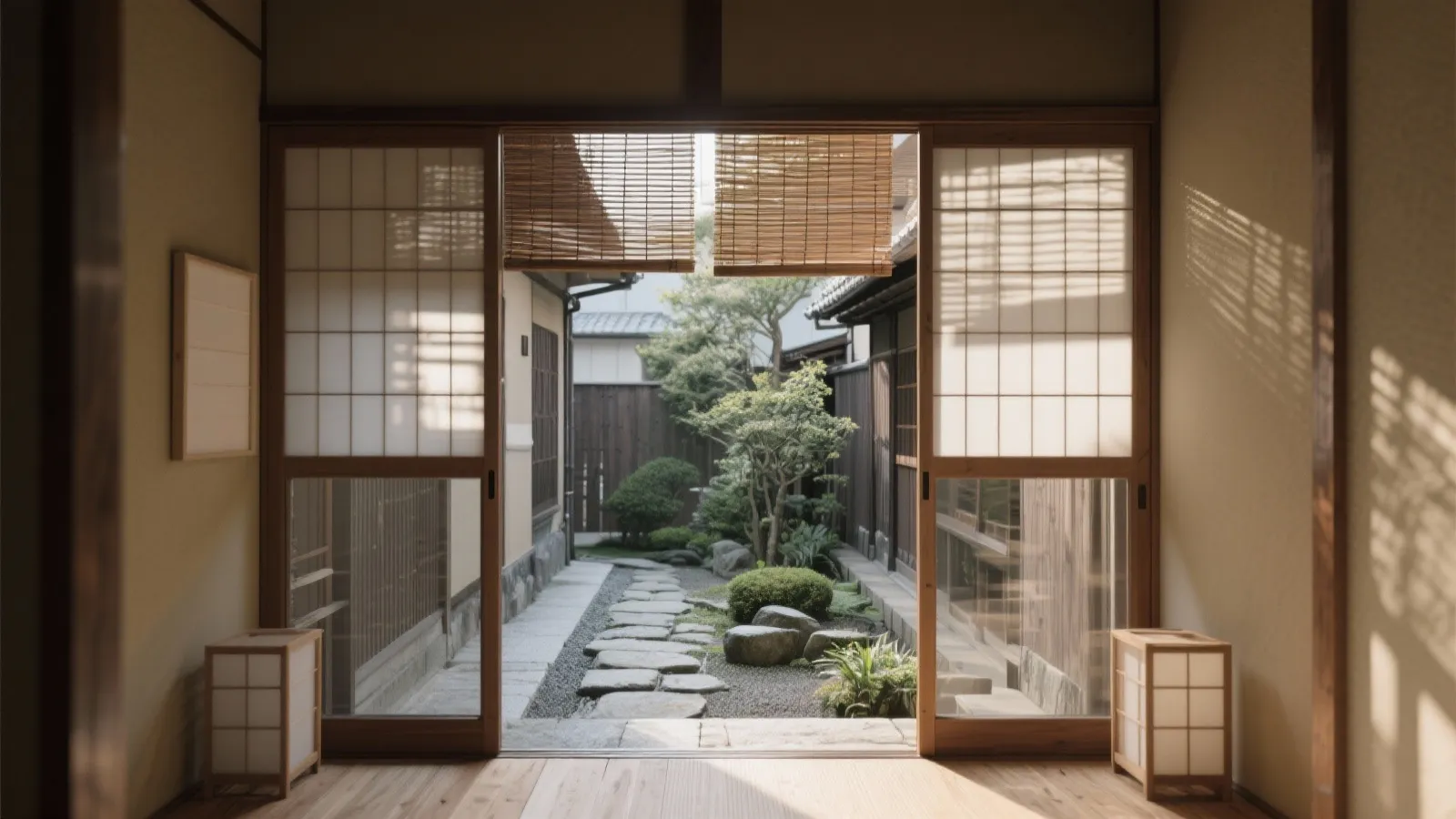 Tips 4: 目隠しになる“陰影”を作る格子シェード（京都の路地感）