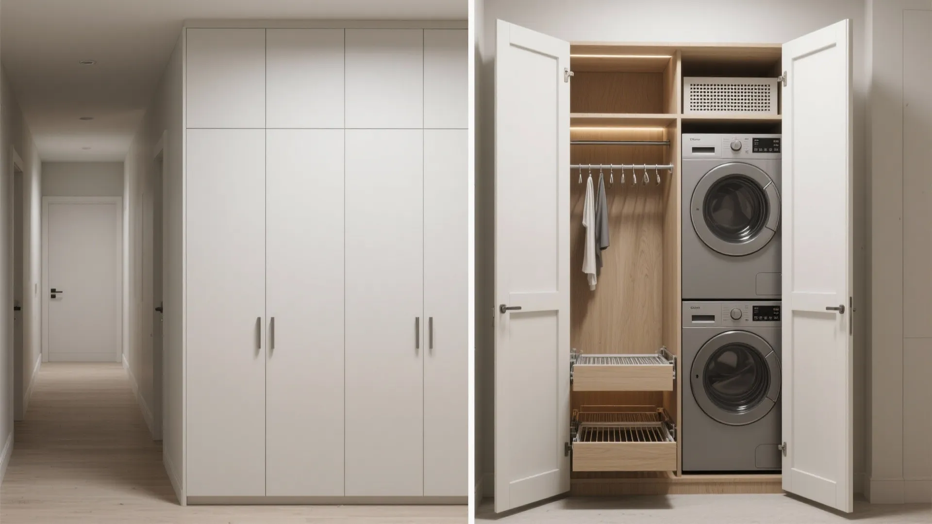 4. Hide it Behind Cabinetry: The Laundry Closet