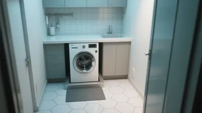 Compact Laundry Room with Modern Storage Solutions