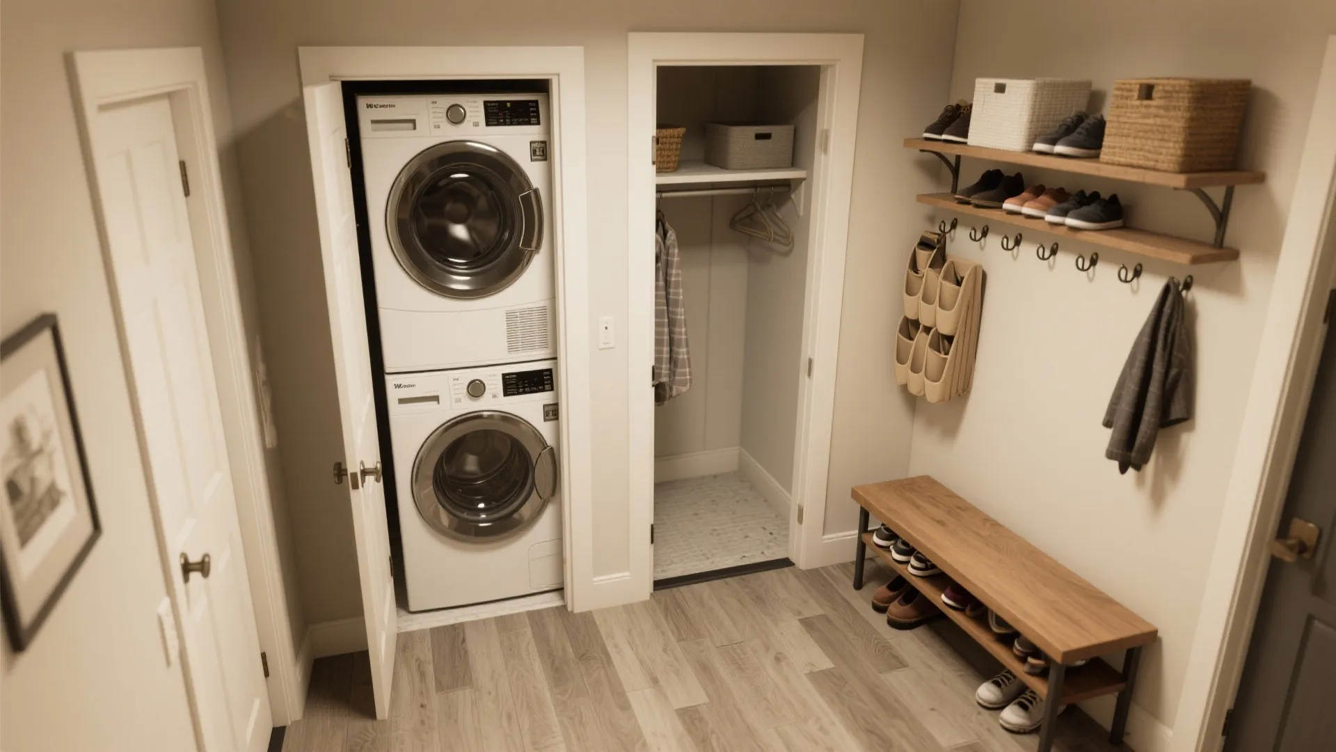 Efficient laundry and mud zone near entry