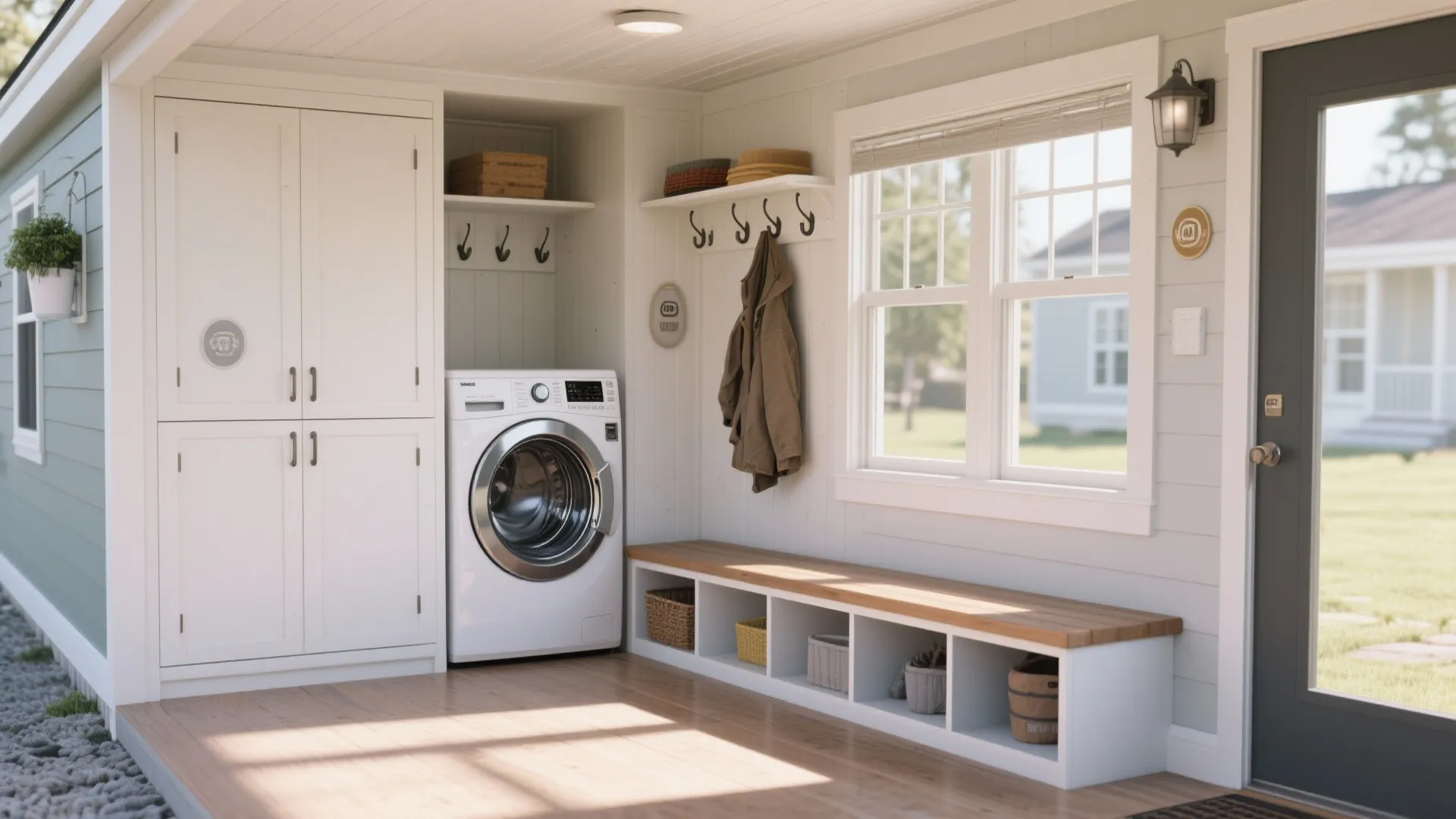 7. Compact Laundry-Mudroom Combo