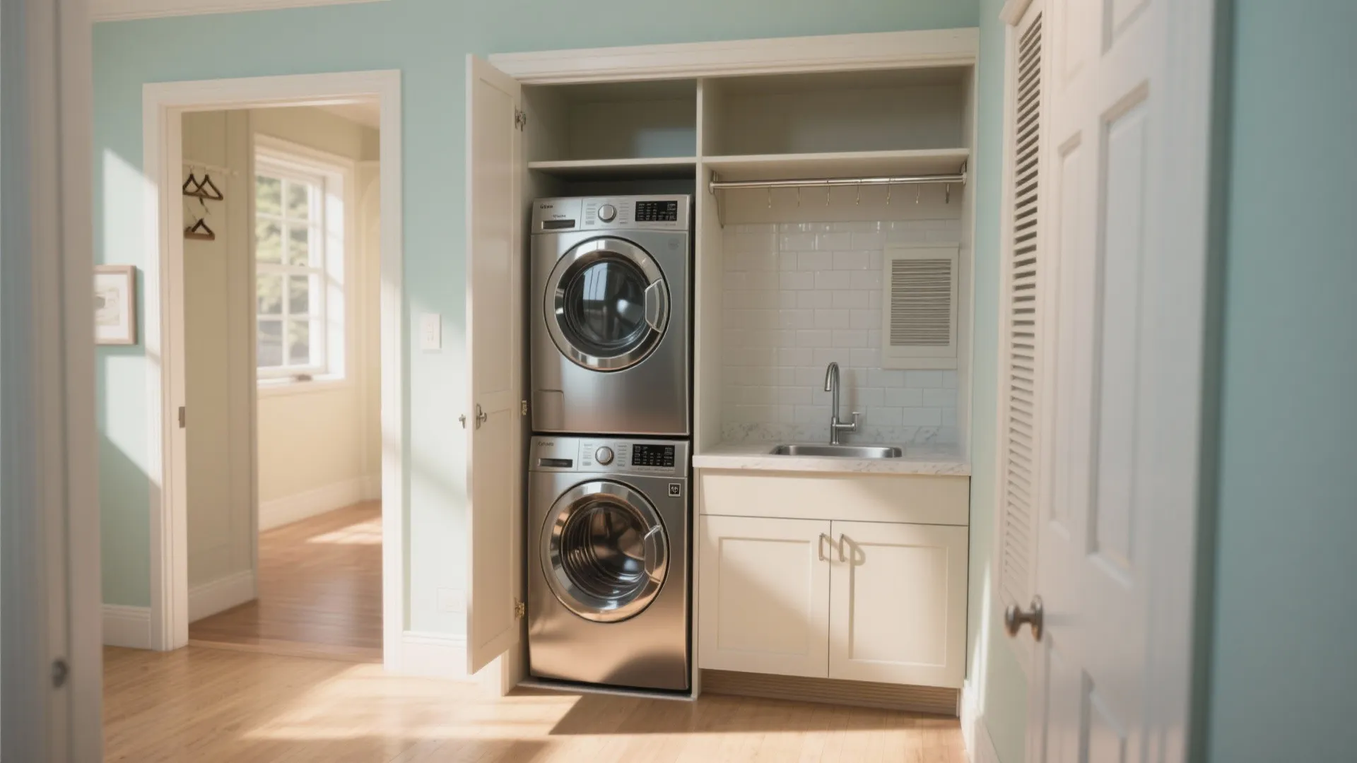 1. Convert a Closet into a Laundry Nook