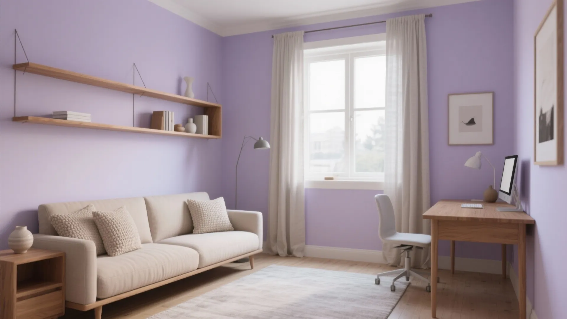 Soft Lavender + Warm Beige + Oak Texture