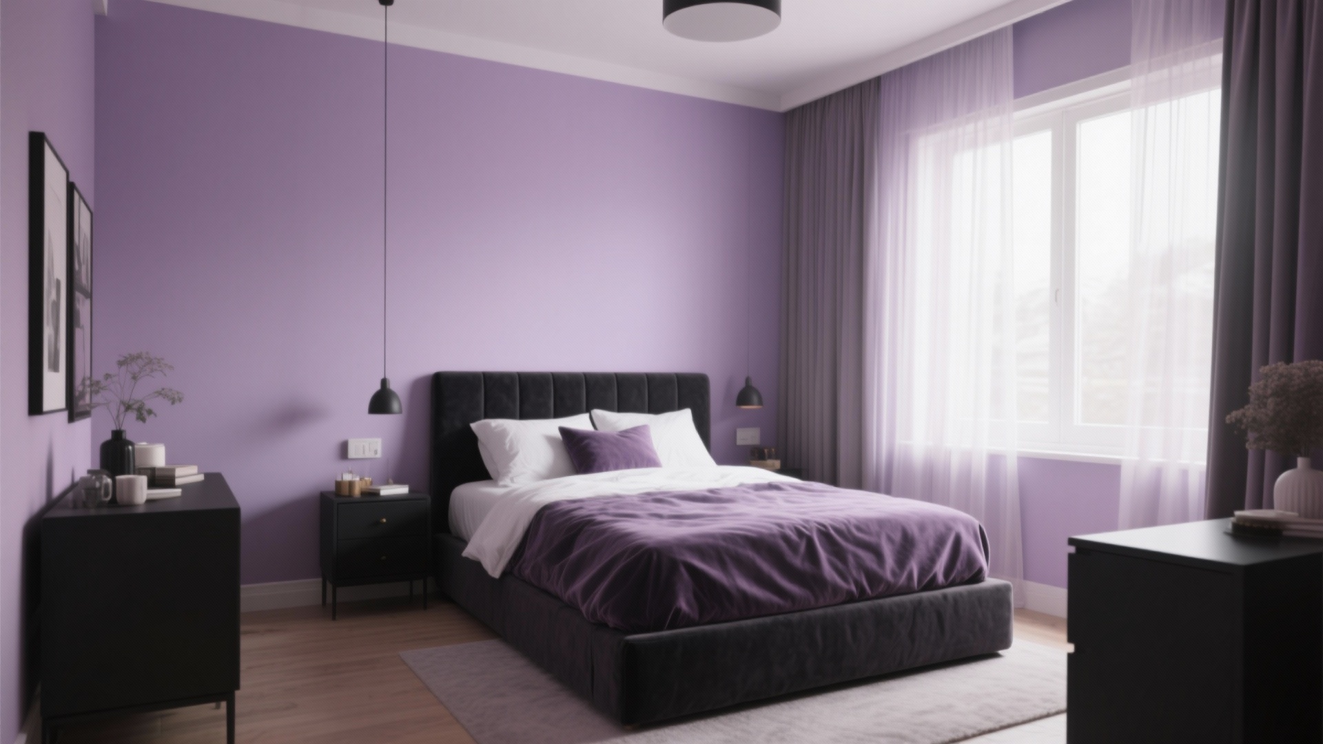 Lavender and Black Bedroom Ideas: Transform Your Space with Stylish  Lavender and Black Designs, image size:1920x1080