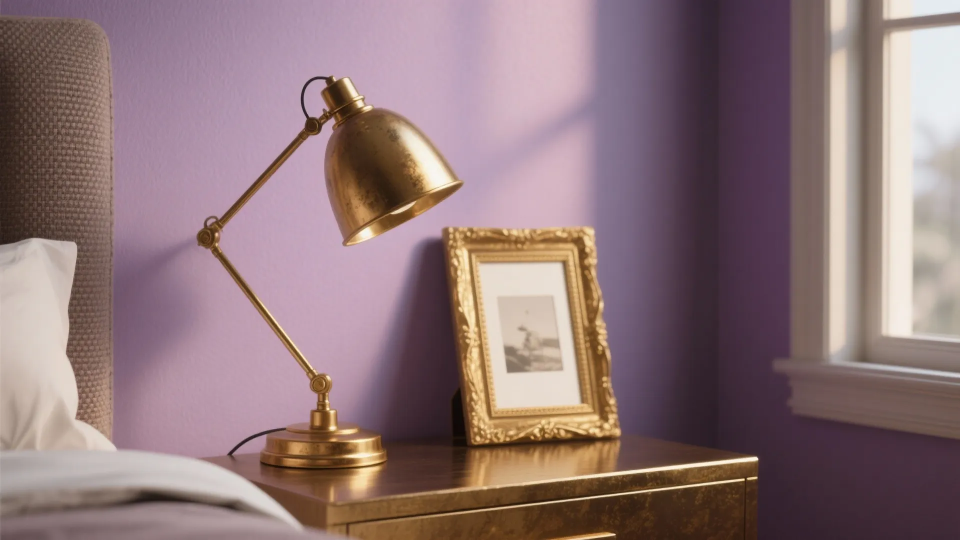 4. Lavender with Gold and Brass Accents