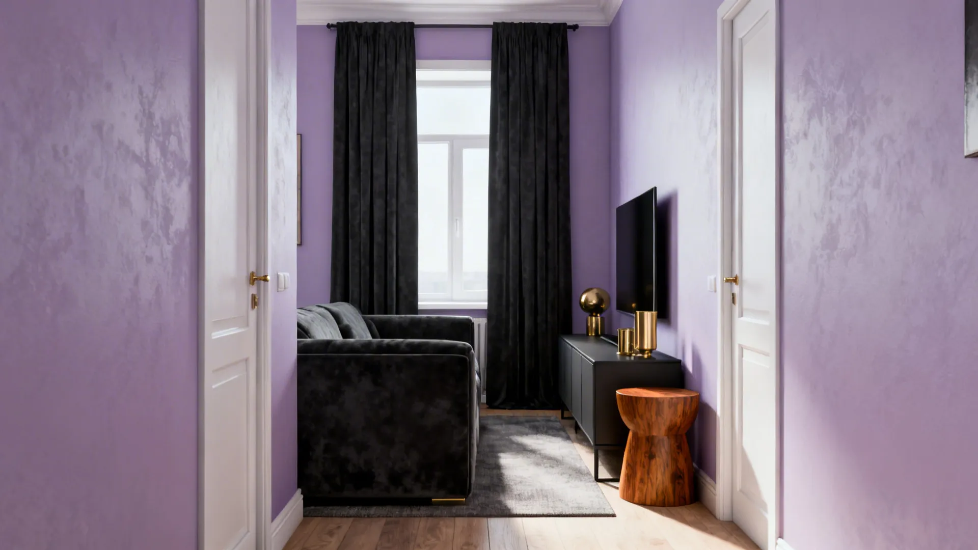 1. Soft Lavender Walls with Charcoal Accents