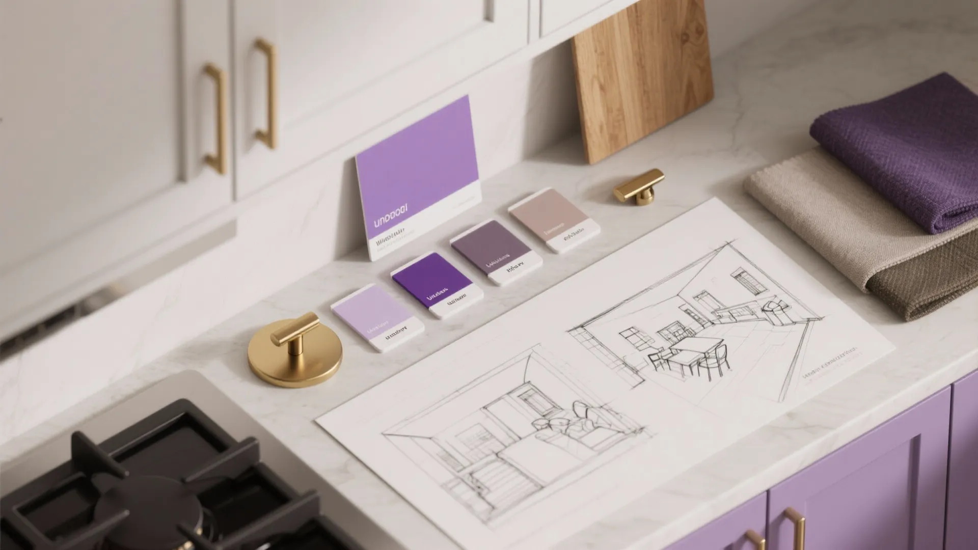 4. Light Purple Trim and Cabinetry in Open Plan Kitchens