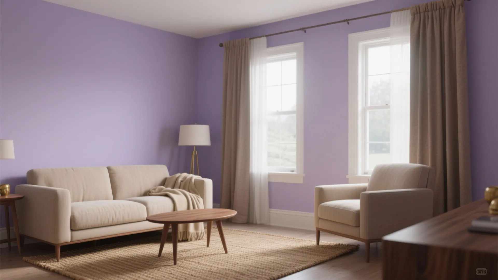 Lavender and Warm Neutrals to Balance Light