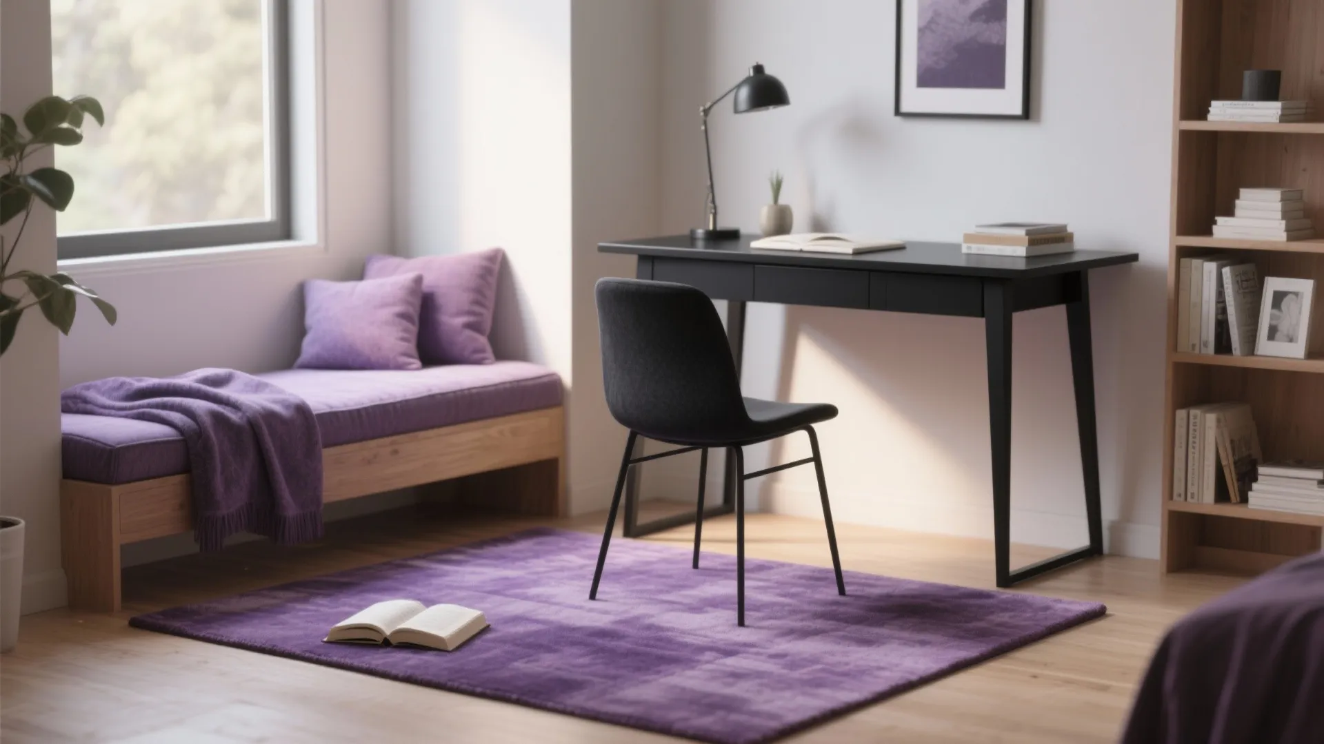 Tip 6: Mix Lavender Rugs with Black Accessories