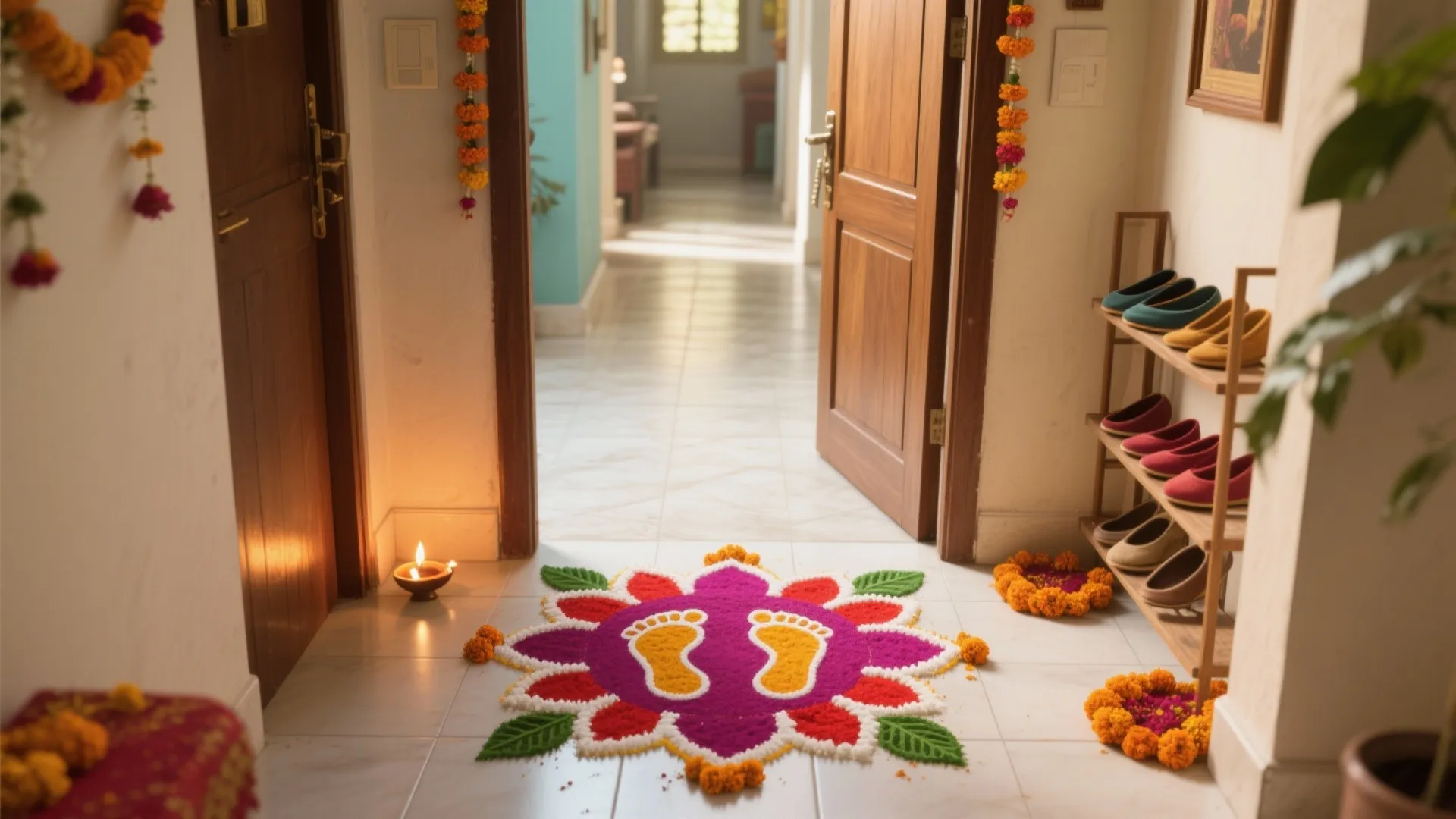 5 Laxmi Pooja Rangoli Designs for Small Homes: Warm, welcoming patterns that fit tight entryways and cozy pooja rooms