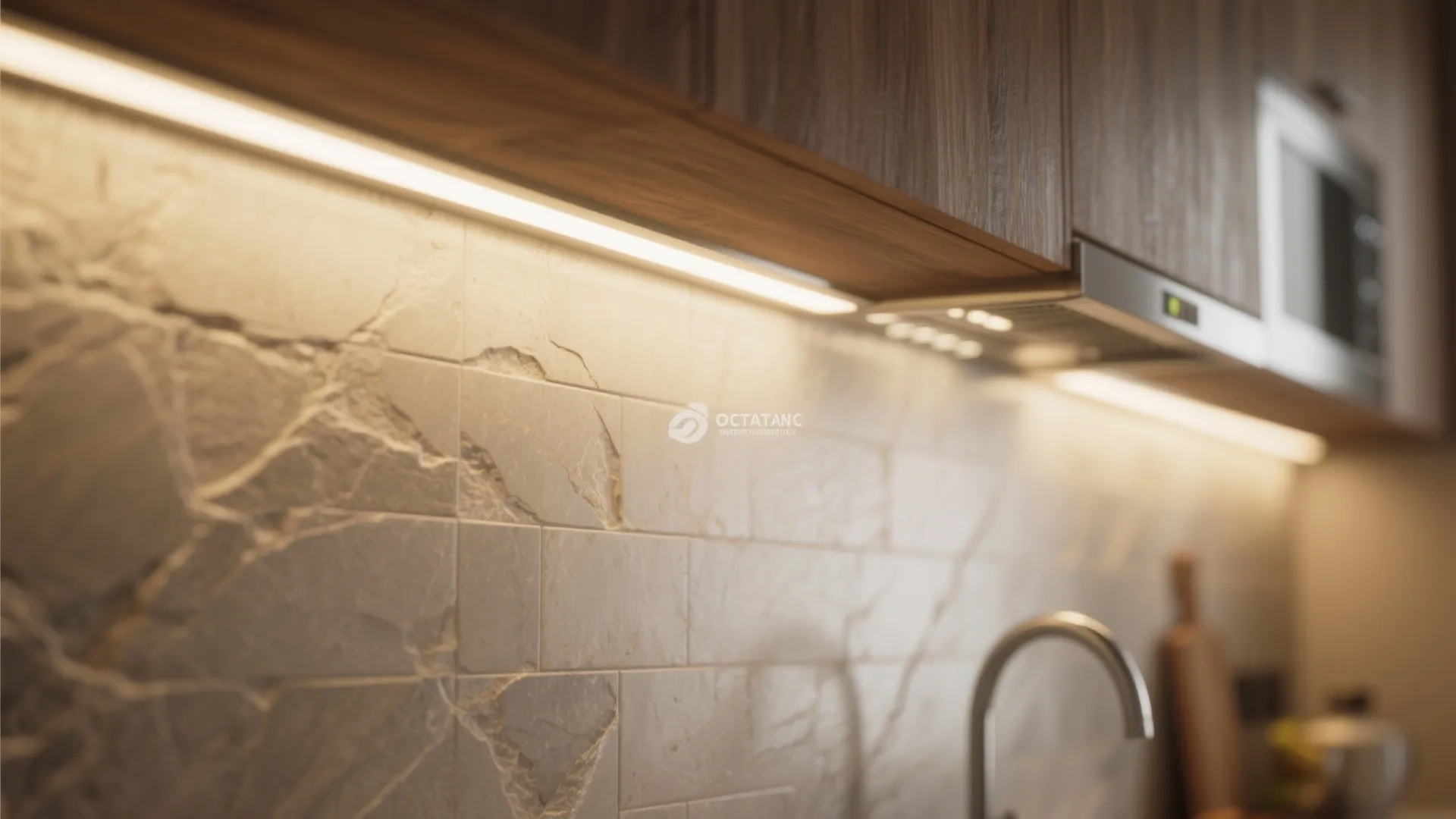 Layered lighting that flatters a small kitchen