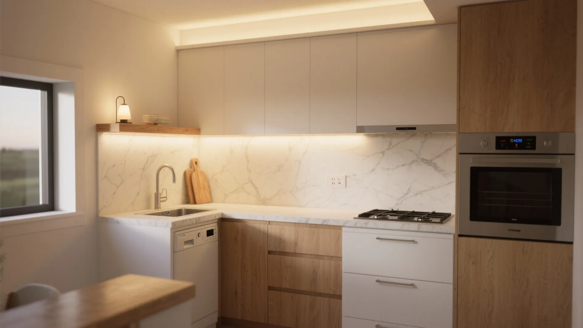 Layered Lighting and Slim Appliances