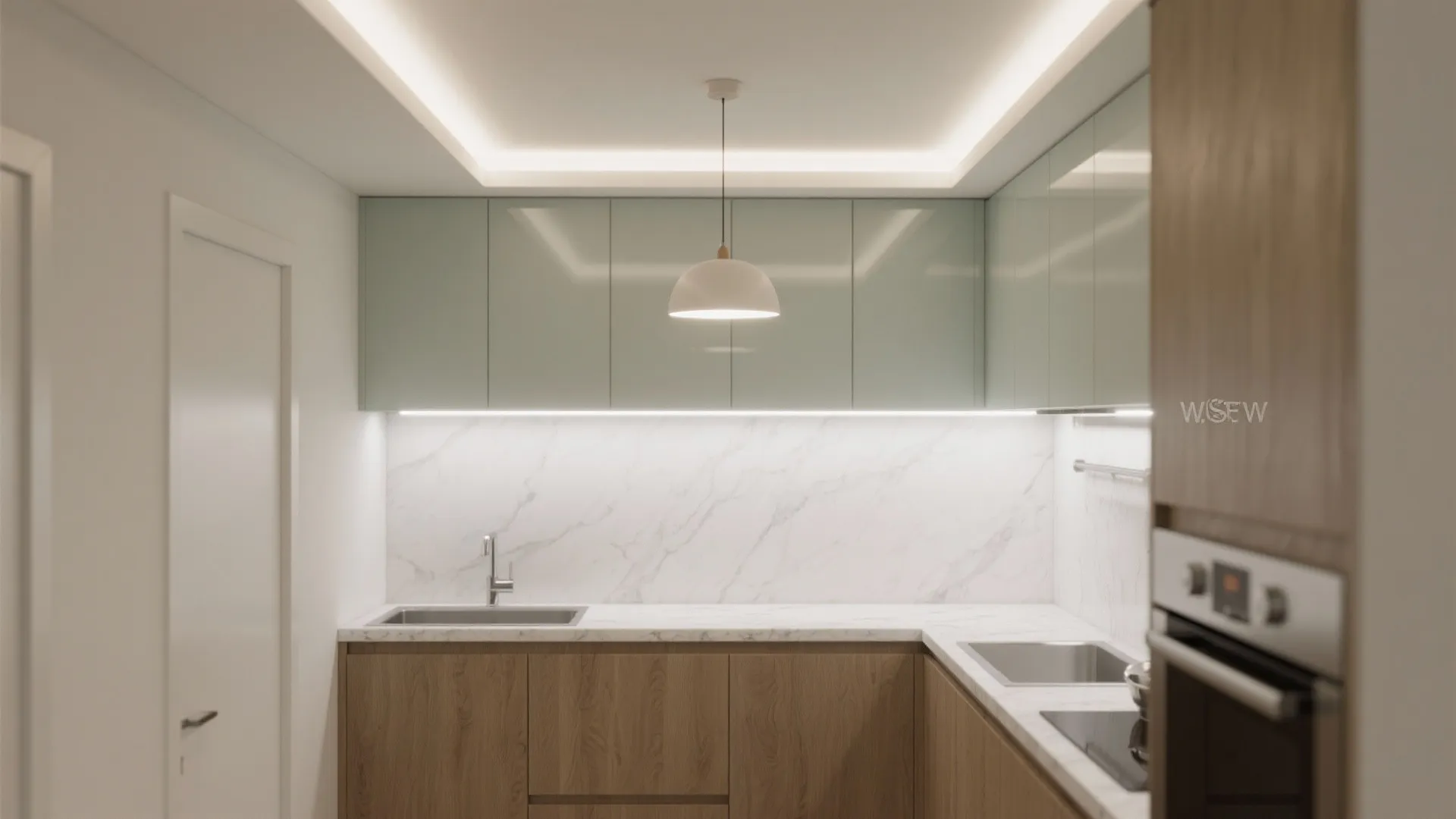 Layered lighting and reflective finishes