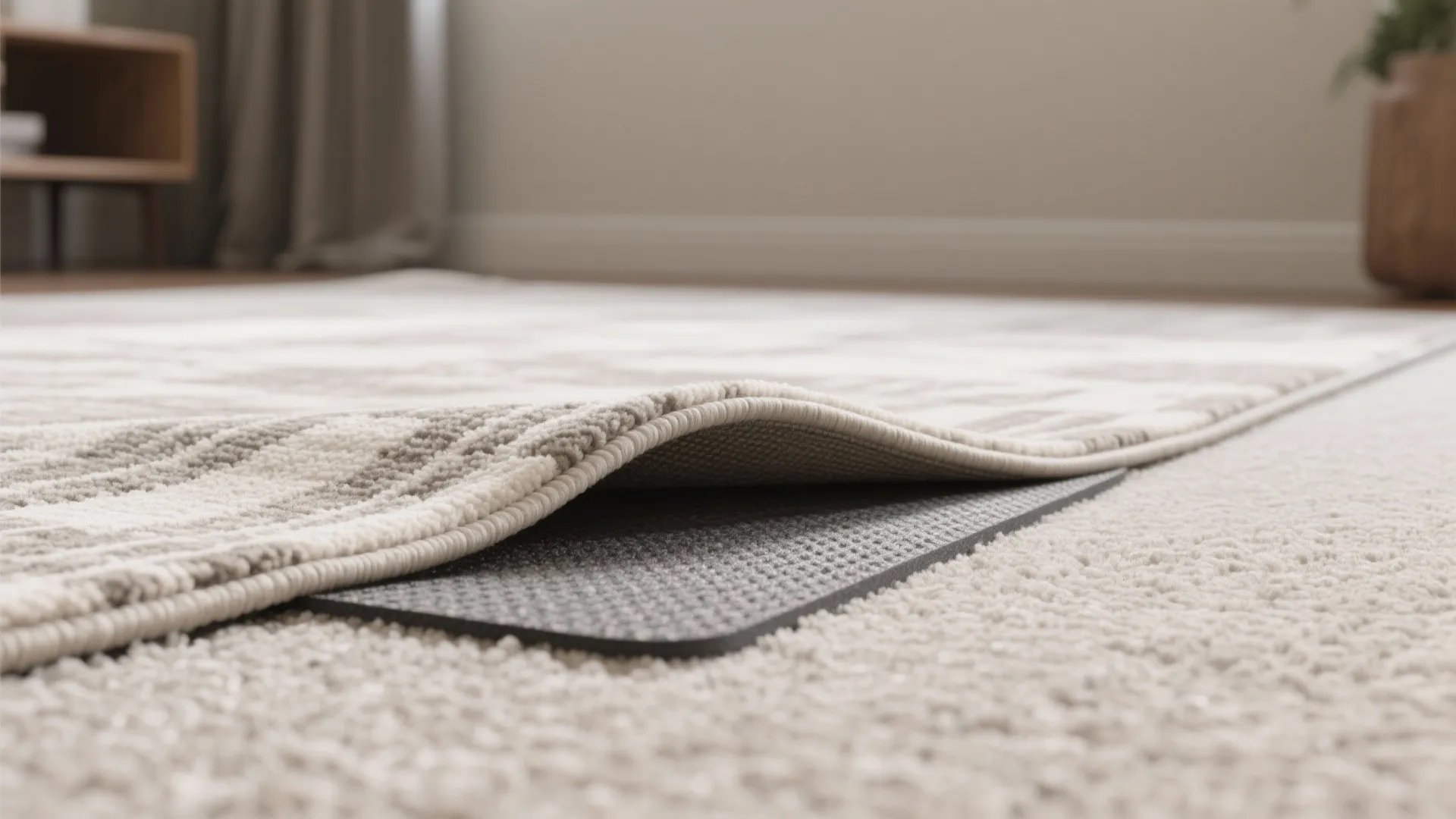 1. Layer a small rug over wall-to-wall carpet