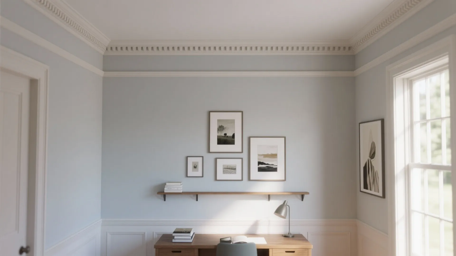 Layered Crown and Picture Rail to Stretch the Walls