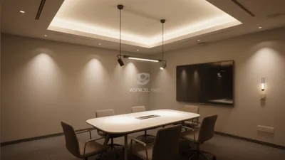 Modern Conference Room Design with Layered Lighting