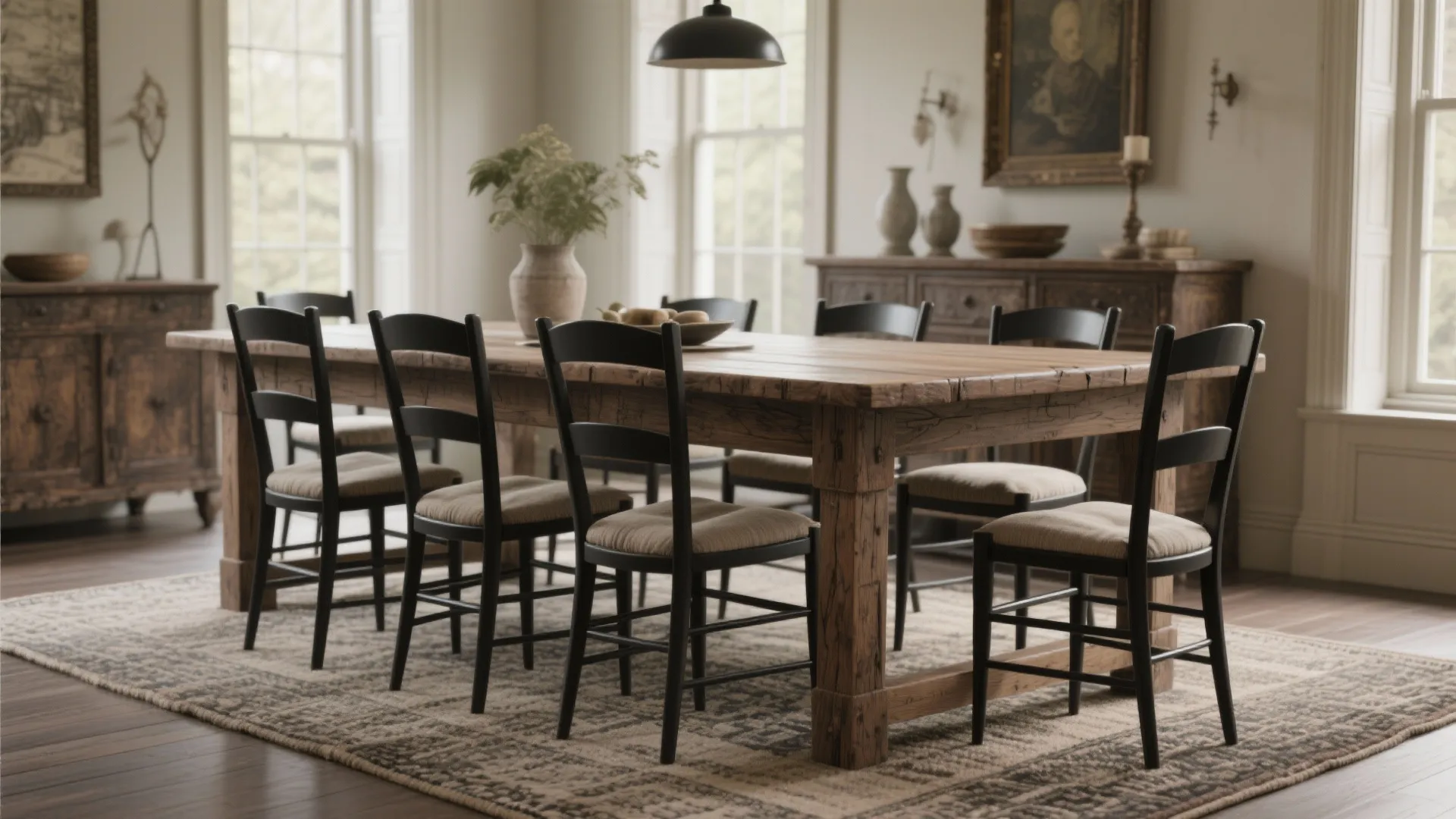 1. Layered Antiques with Modern Bones