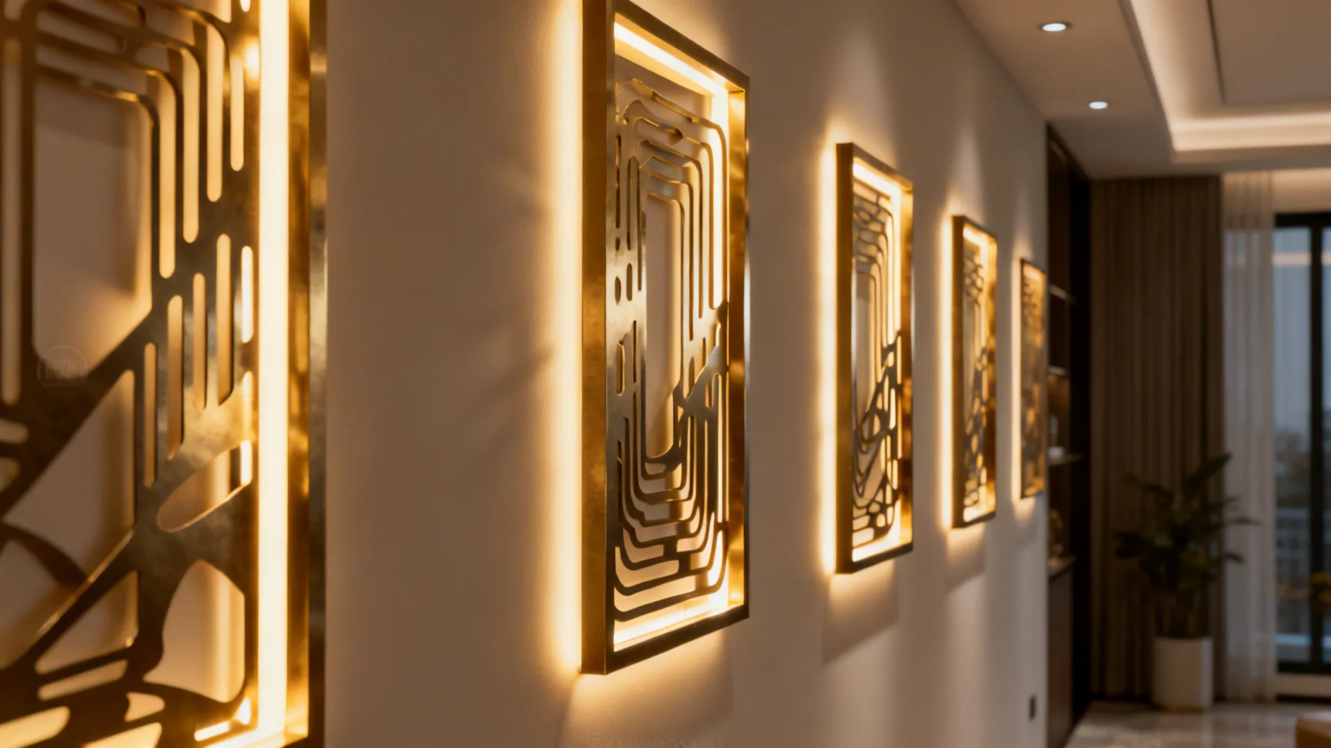 5. Layered metal panels with backlighting