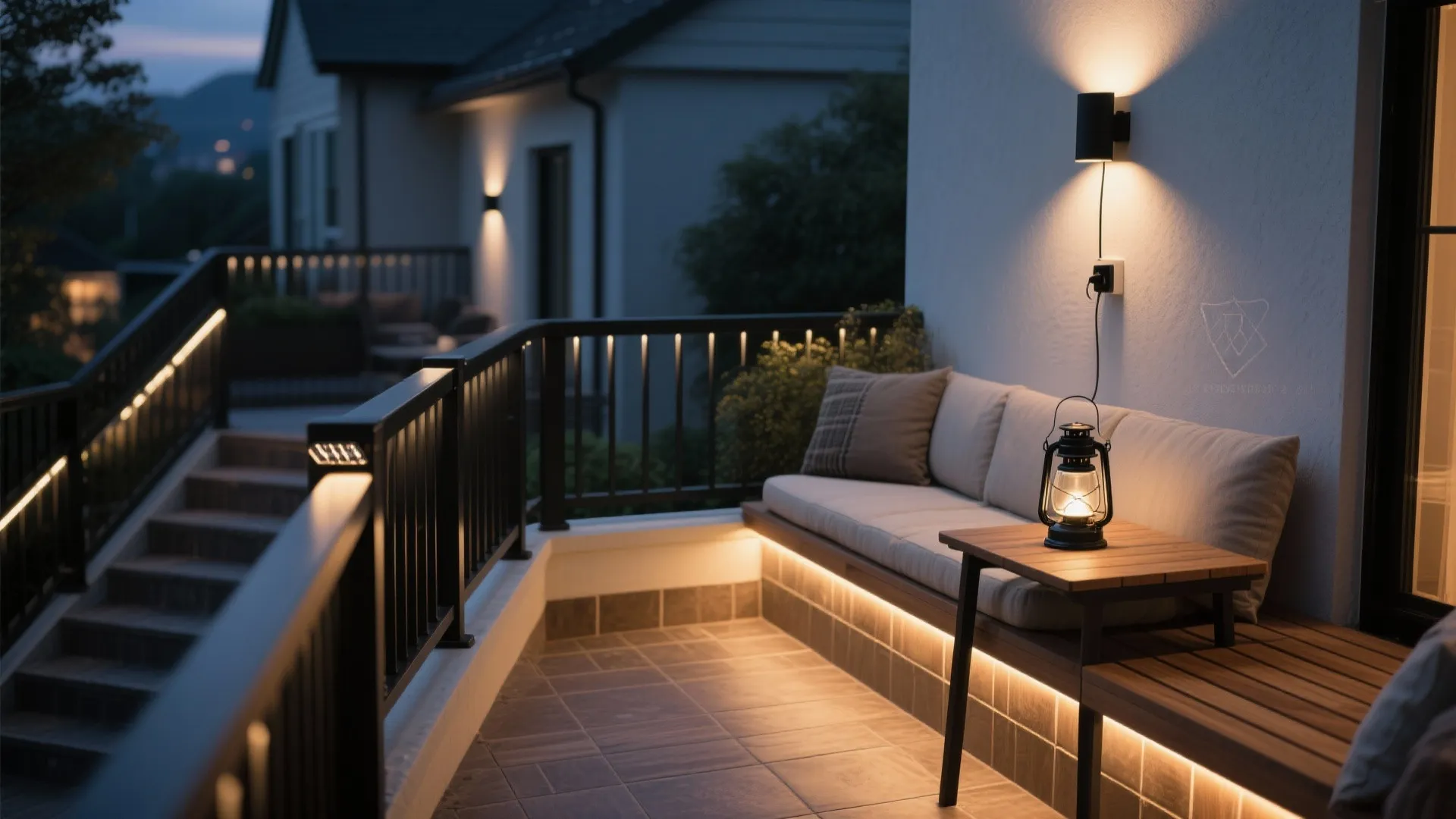 Layered outdoor lighting for mood and safety
