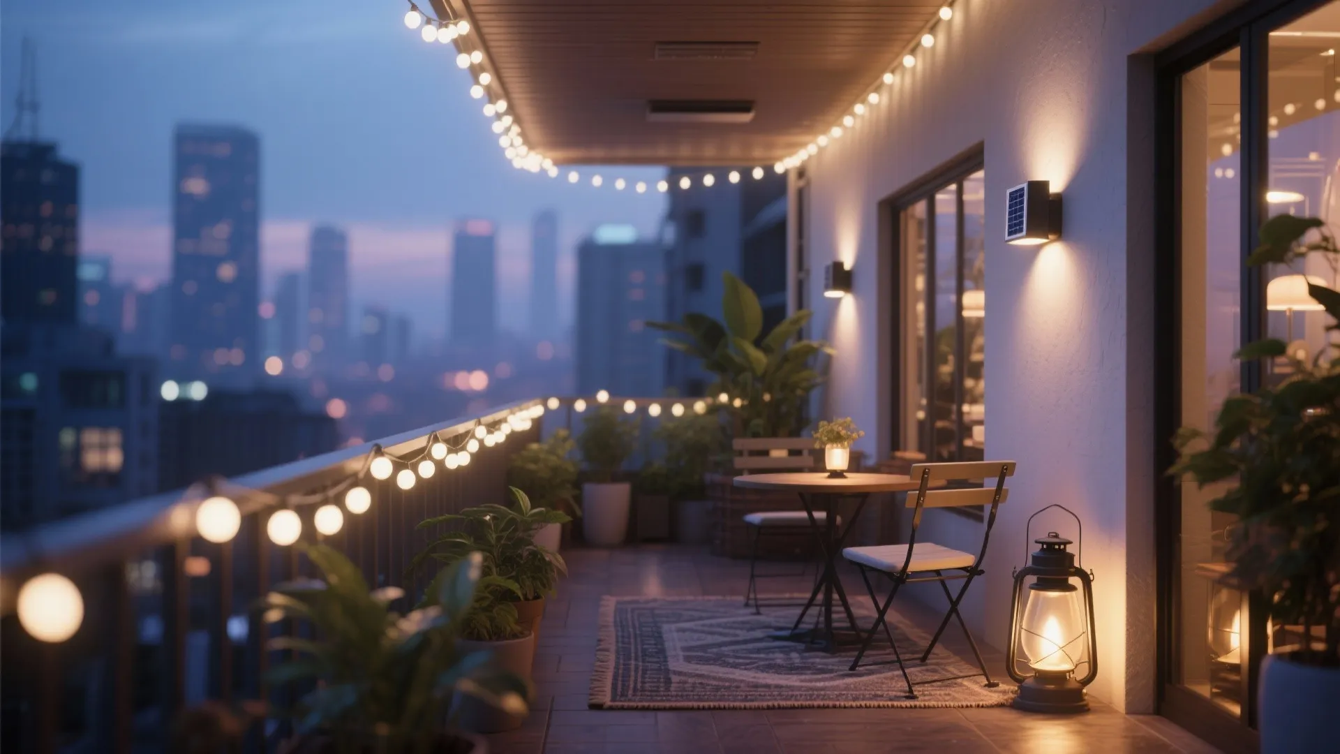 3) Layered Lighting: String Lights, Solar Sconces, and Lanterns