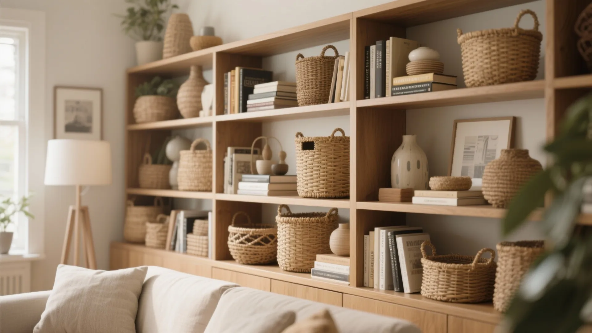 2. Layered Basket Shelving
