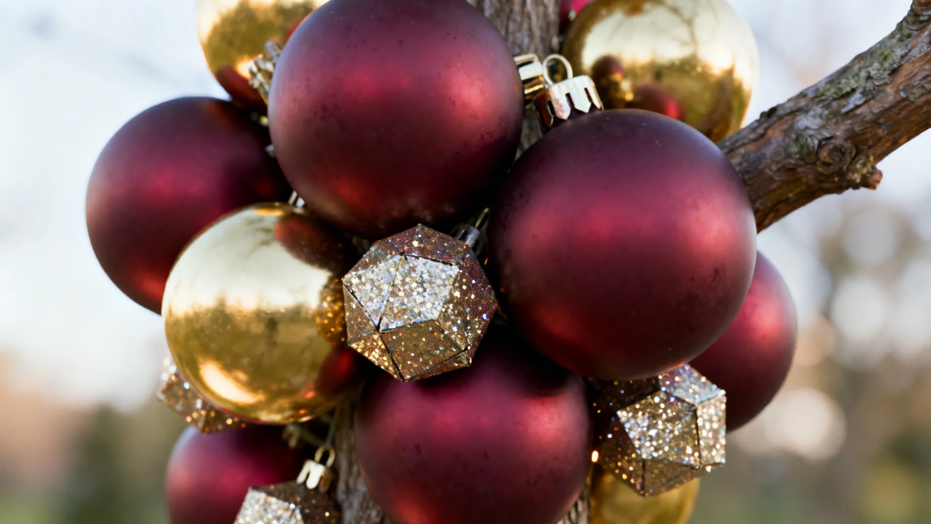 1. Layered baubles: mix matte, gloss and glitter