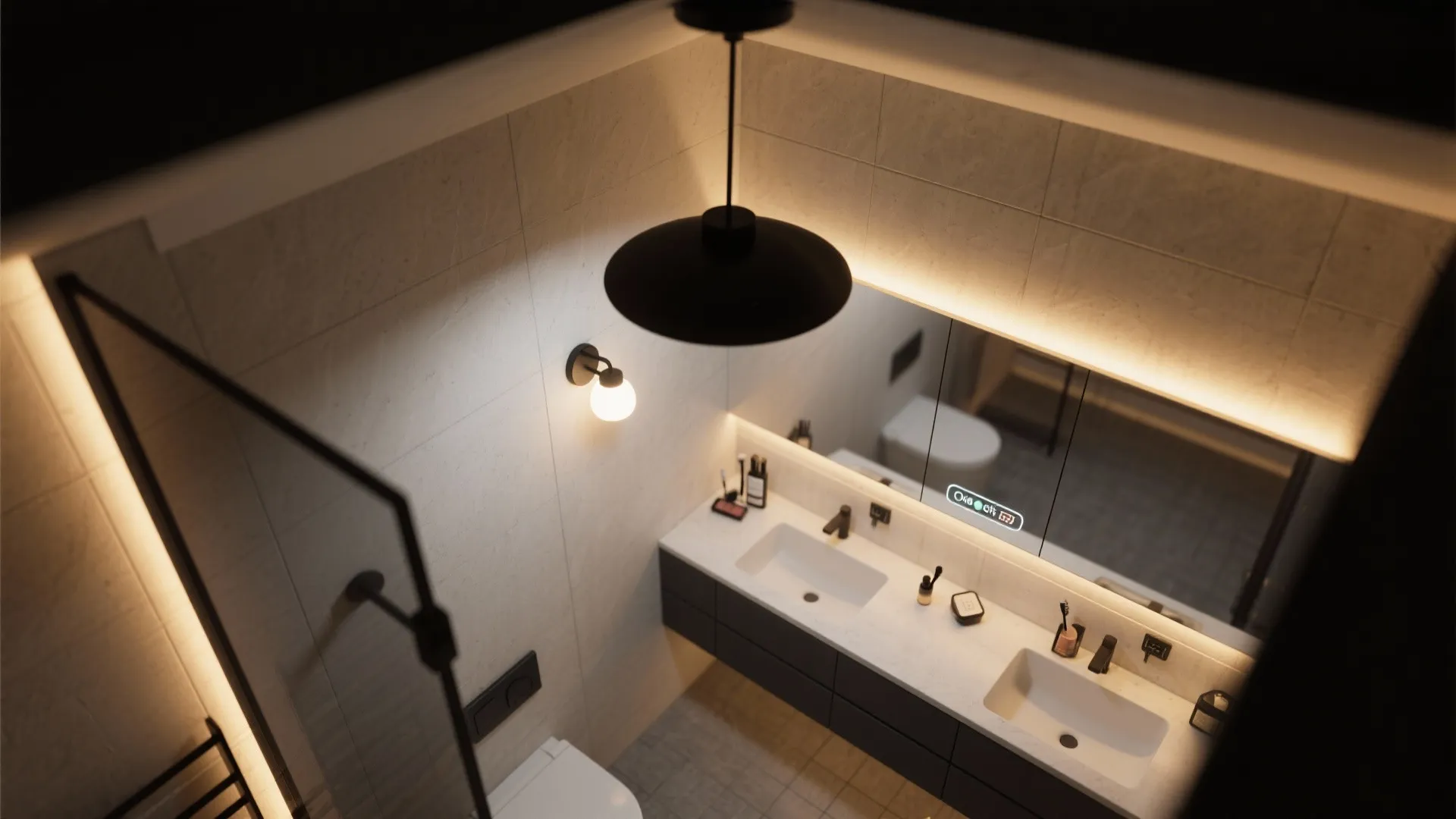 5. Layered black fixtures for flexible mood control
