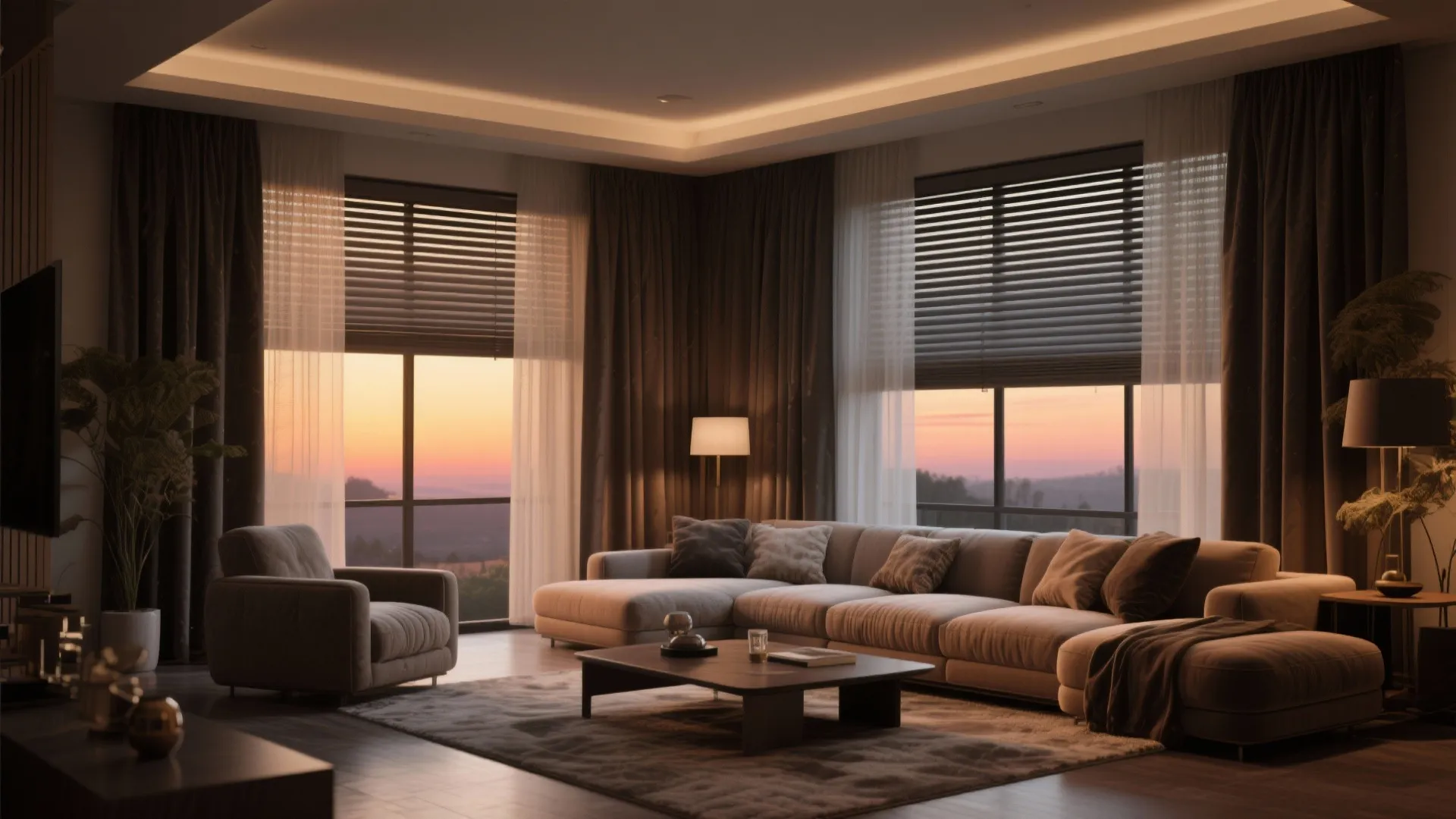 Layered Blinds and Curtains