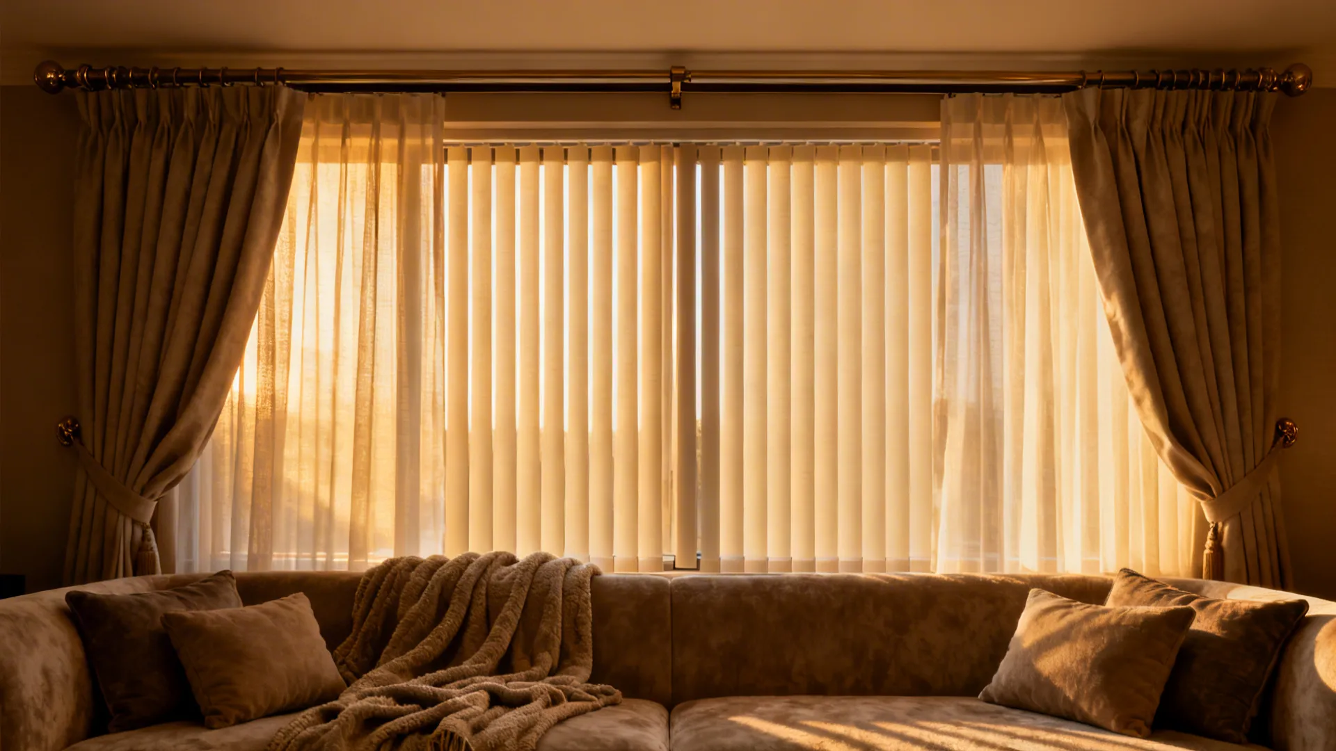 Window treatment combining vertical blinds with thermal curtains for insulation and style