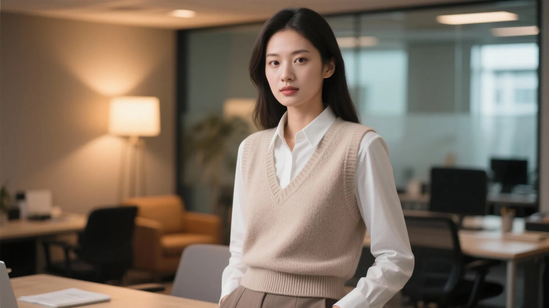 8. Layered Blouse and Sweater Vest