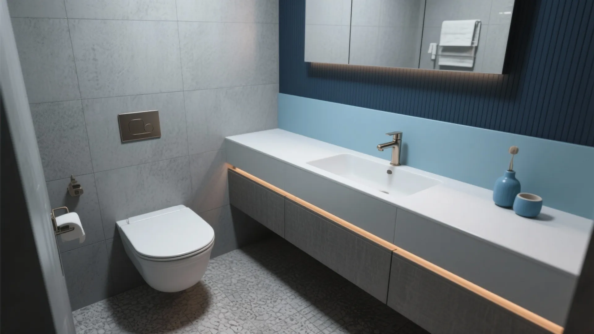 1. Layered Blues with Matte Greys